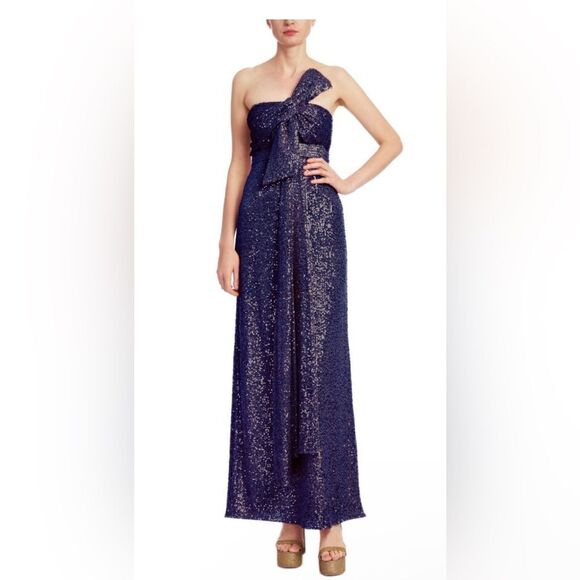 Badgley Mischka Strapless Sequin Bow Gown size 8  NWT $795 - Picture 1 of 8